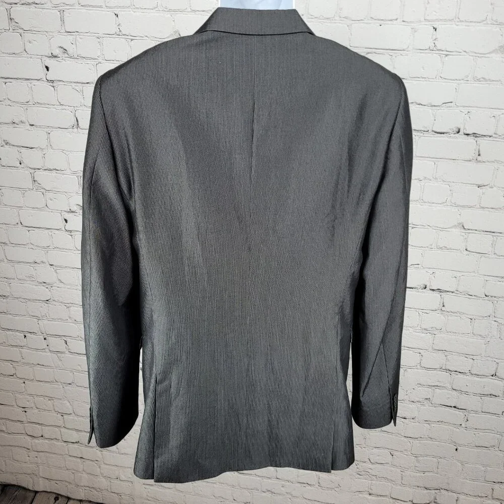 Altamoda Grey Pinstriped Slim Fit 2 Button Notch Blazer Sport Coat Size 40L